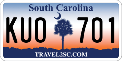 SC license plate KUO701