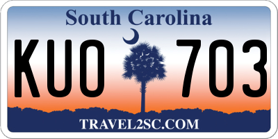 SC license plate KUO703