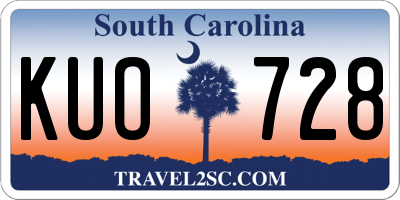 SC license plate KUO728