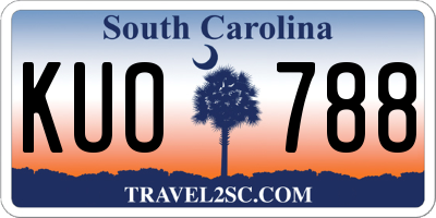 SC license plate KUO788