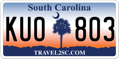 SC license plate KUO803