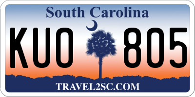 SC license plate KUO805
