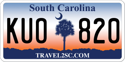 SC license plate KUO820