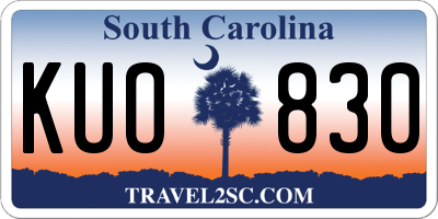 SC license plate KUO830