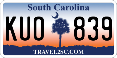 SC license plate KUO839