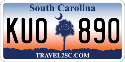 SC license plate KUO890