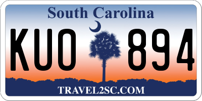 SC license plate KUO894
