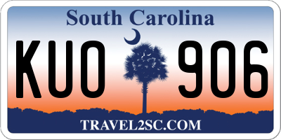 SC license plate KUO906