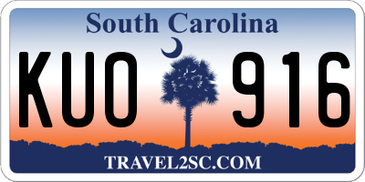 SC license plate KUO916