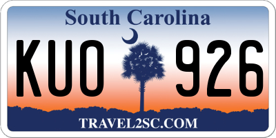 SC license plate KUO926