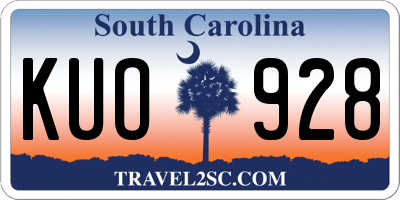 SC license plate KUO928