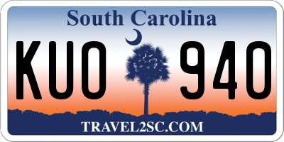SC license plate KUO940