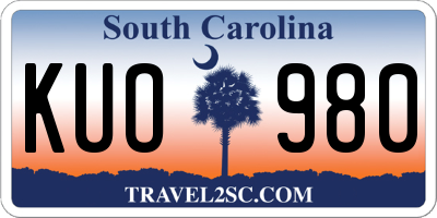 SC license plate KUO980