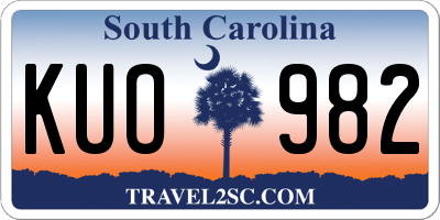 SC license plate KUO982