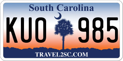SC license plate KUO985