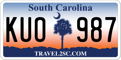 SC license plate KUO987