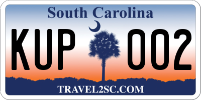 SC license plate KUP002