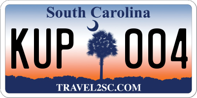 SC license plate KUP004