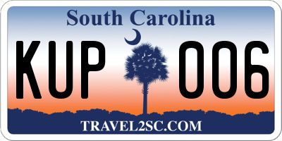 SC license plate KUP006