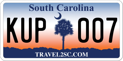 SC license plate KUP007