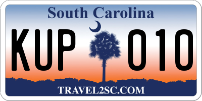 SC license plate KUP010