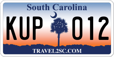 SC license plate KUP012