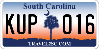 SC license plate KUP016
