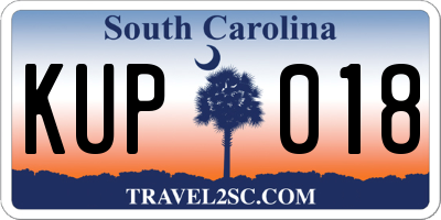 SC license plate KUP018