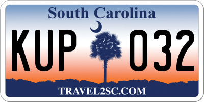 SC license plate KUP032