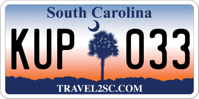 SC license plate KUP033