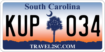 SC license plate KUP034