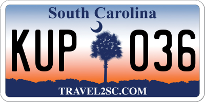 SC license plate KUP036
