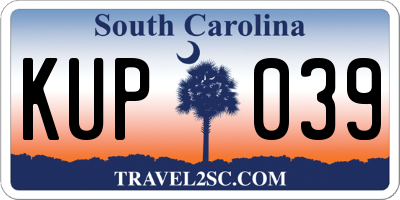 SC license plate KUP039