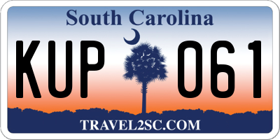 SC license plate KUP061