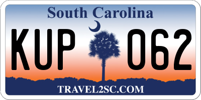 SC license plate KUP062