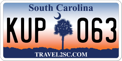 SC license plate KUP063