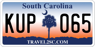 SC license plate KUP065