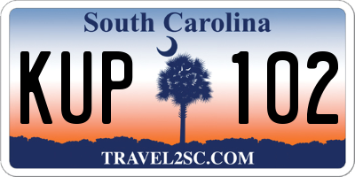 SC license plate KUP102