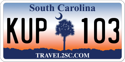 SC license plate KUP103
