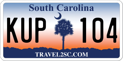 SC license plate KUP104