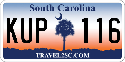 SC license plate KUP116