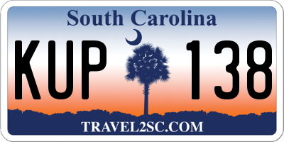 SC license plate KUP138