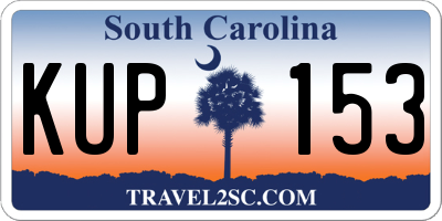 SC license plate KUP153
