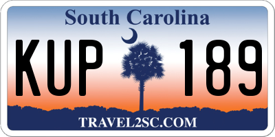 SC license plate KUP189