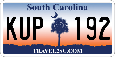 SC license plate KUP192