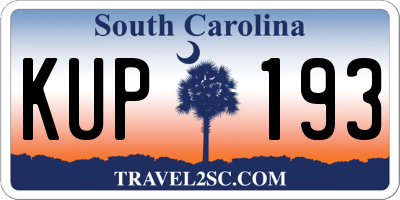 SC license plate KUP193