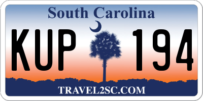 SC license plate KUP194