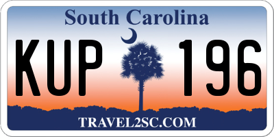 SC license plate KUP196