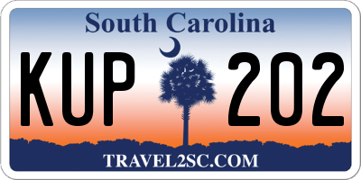 SC license plate KUP202