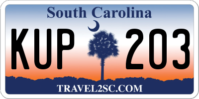 SC license plate KUP203